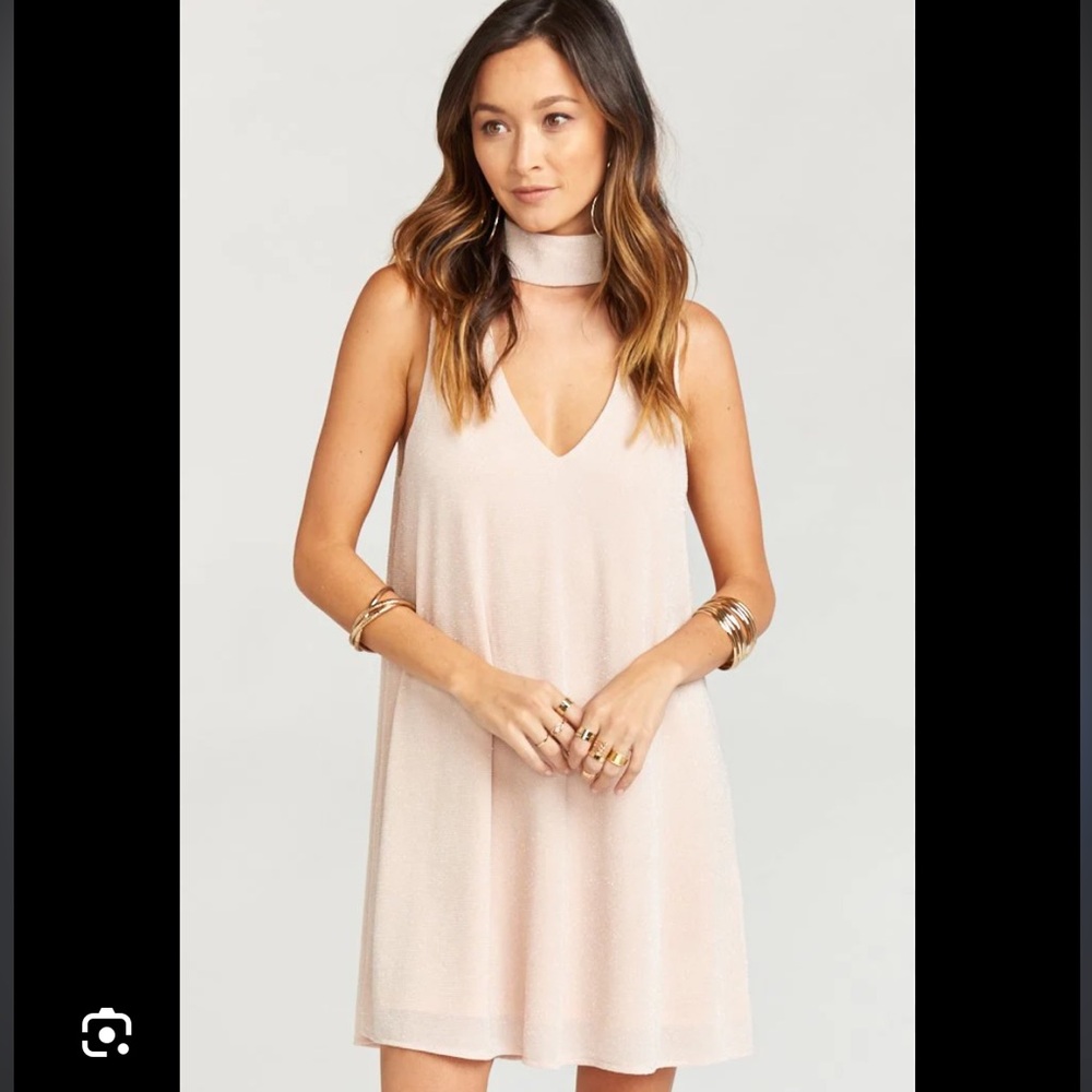 NWOT MuMu Pink Sparkly Halter Friday Mini Dress